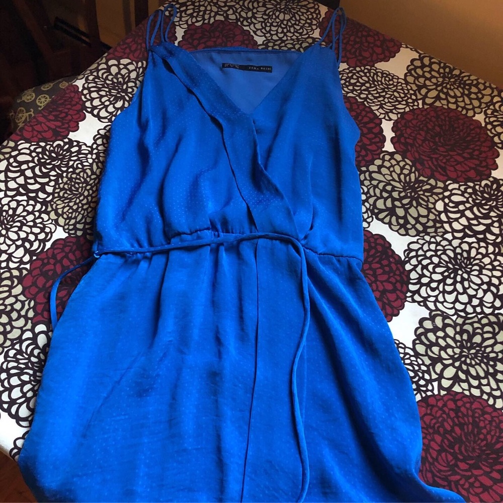 Silky blue Zara dress.